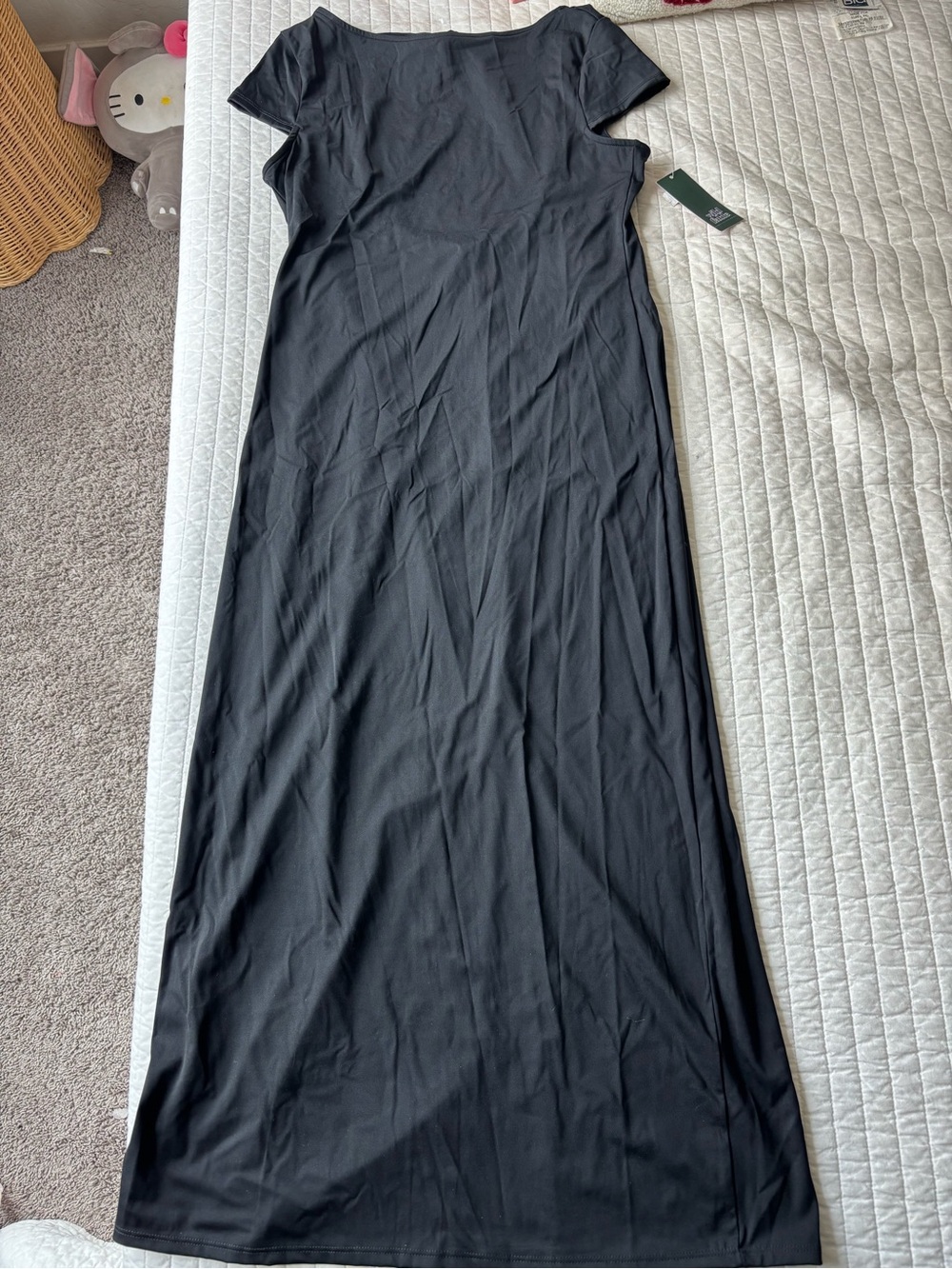 wild fable Black Short-Sleeve Maxi Dress